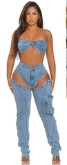 Exposed Denim Duo Set