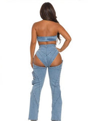 Exposed Denim Duo Set