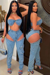 Exposed Denim Duo Set