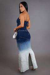 Denim Distress Maxi Dress