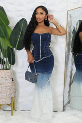 Denim Distress Maxi Dress