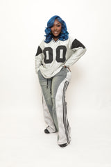 Laced-Up Track Denim Pants