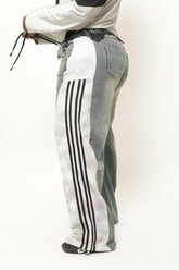 Laced-Up Track Denim Pants