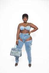 Exposed Denim Duo Set