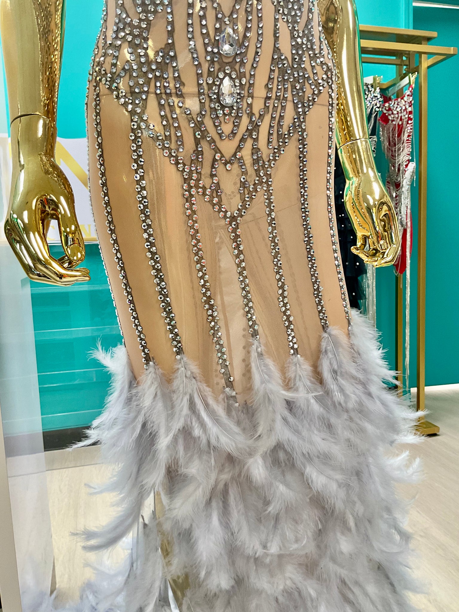 Rhinestone Feather Dress