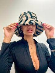 Fluffy Noir Faux Fur Bucket Hat