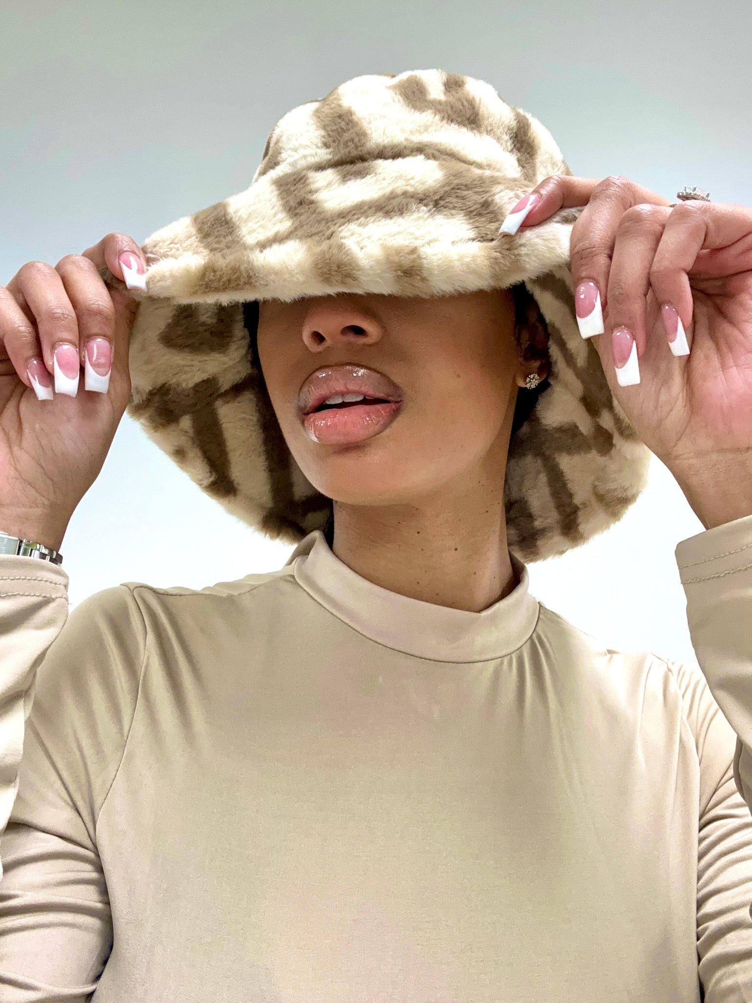 Fluffy Noir Faux Fur Bucket Hat