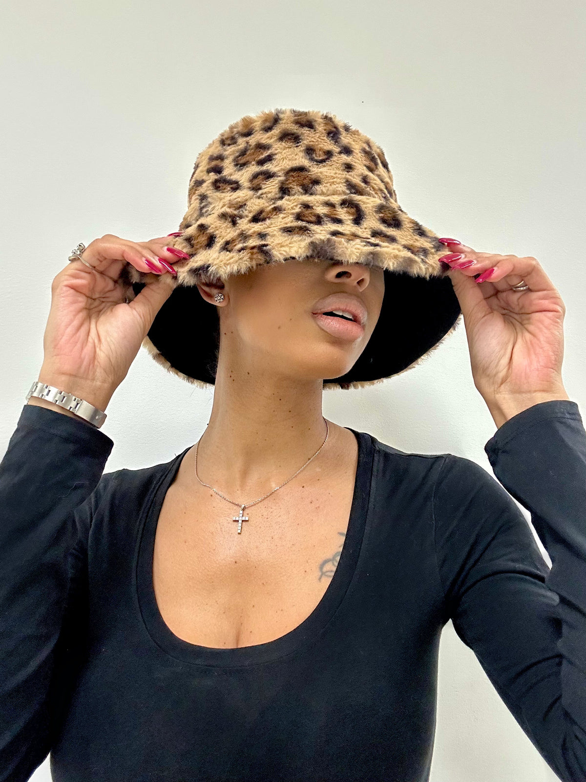 Fluffy Noir Faux Fur Bucket Hat