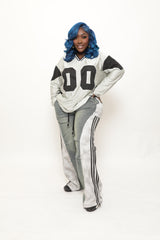 Laced-Up Track Denim Pants