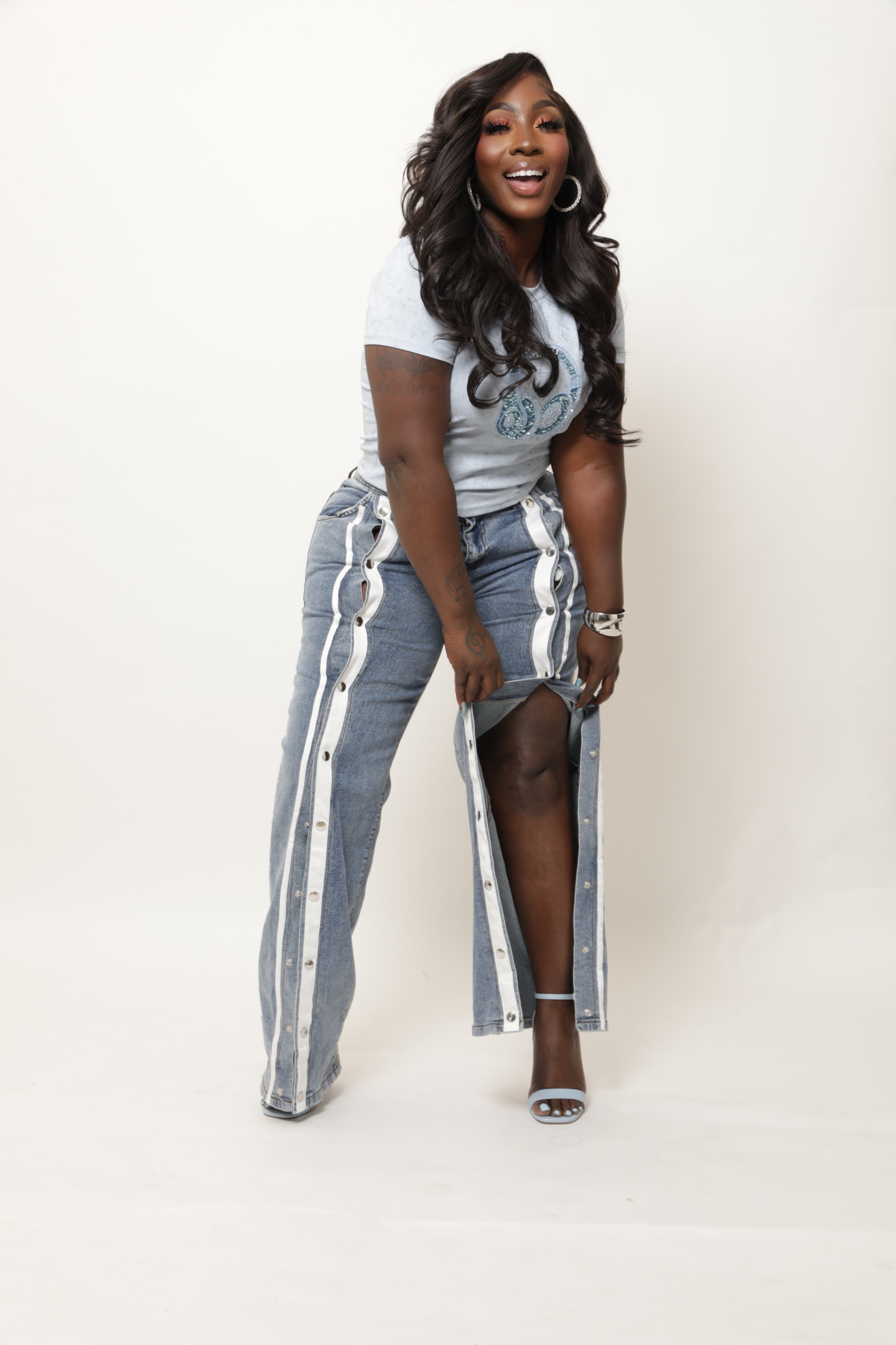 Snap It Wide-Leg Denim