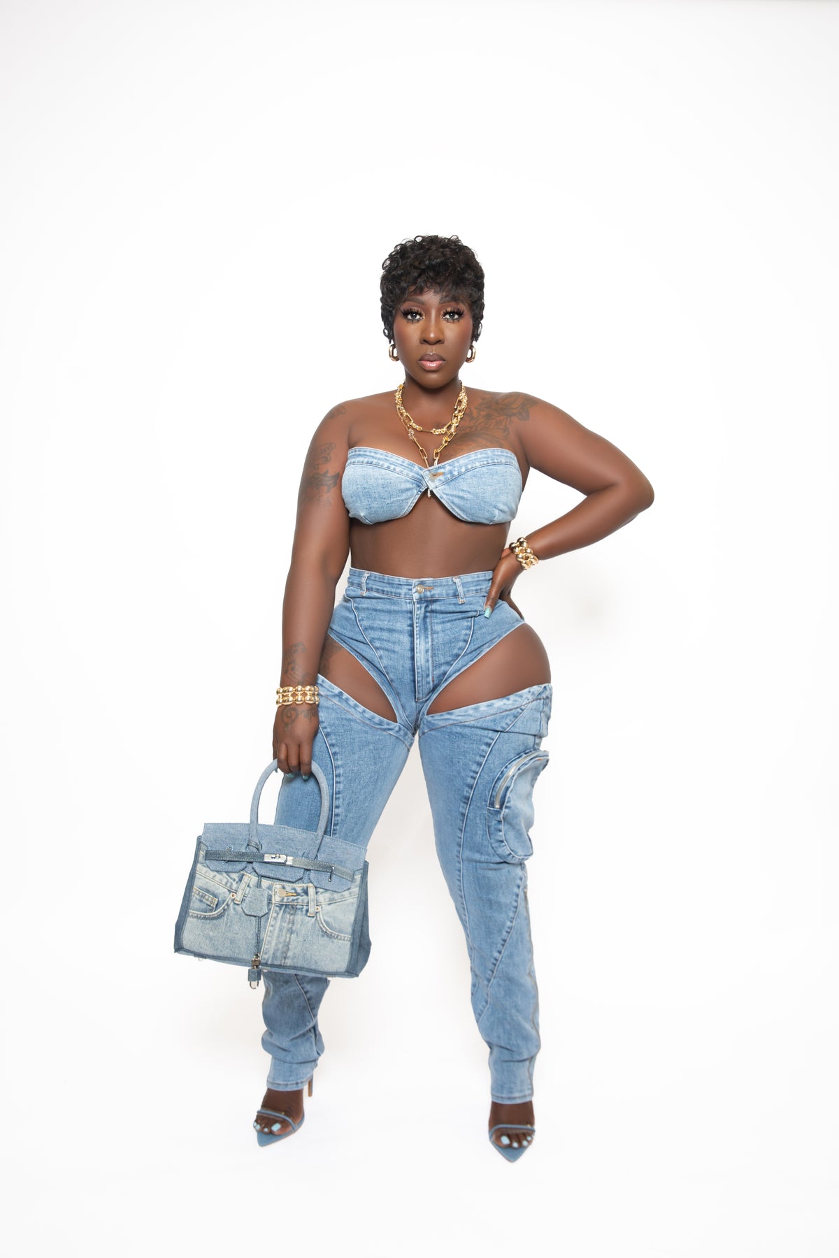 Exposed Denim Duo Set