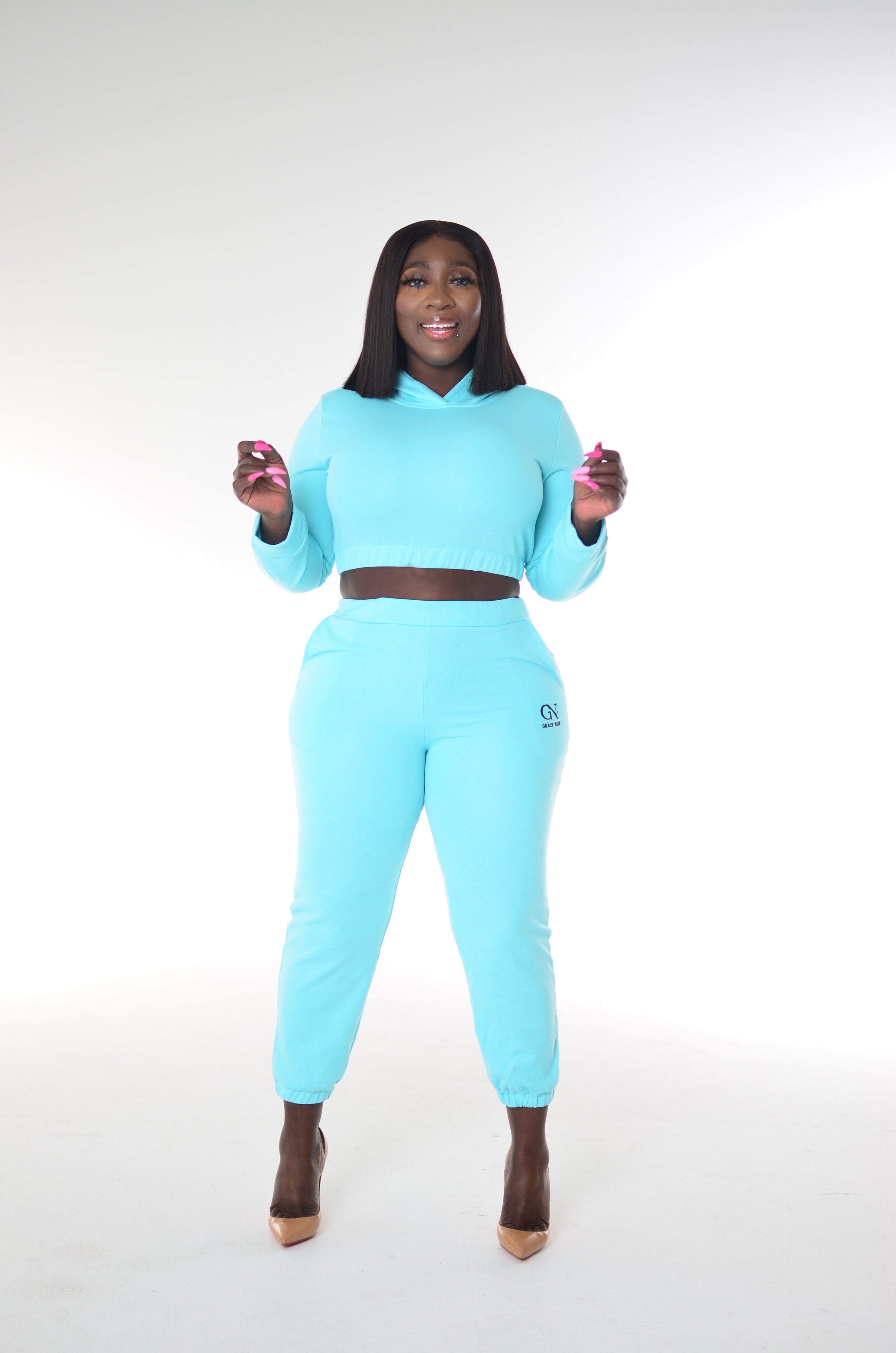 Graci Noir Signature Cropped Jogger Set