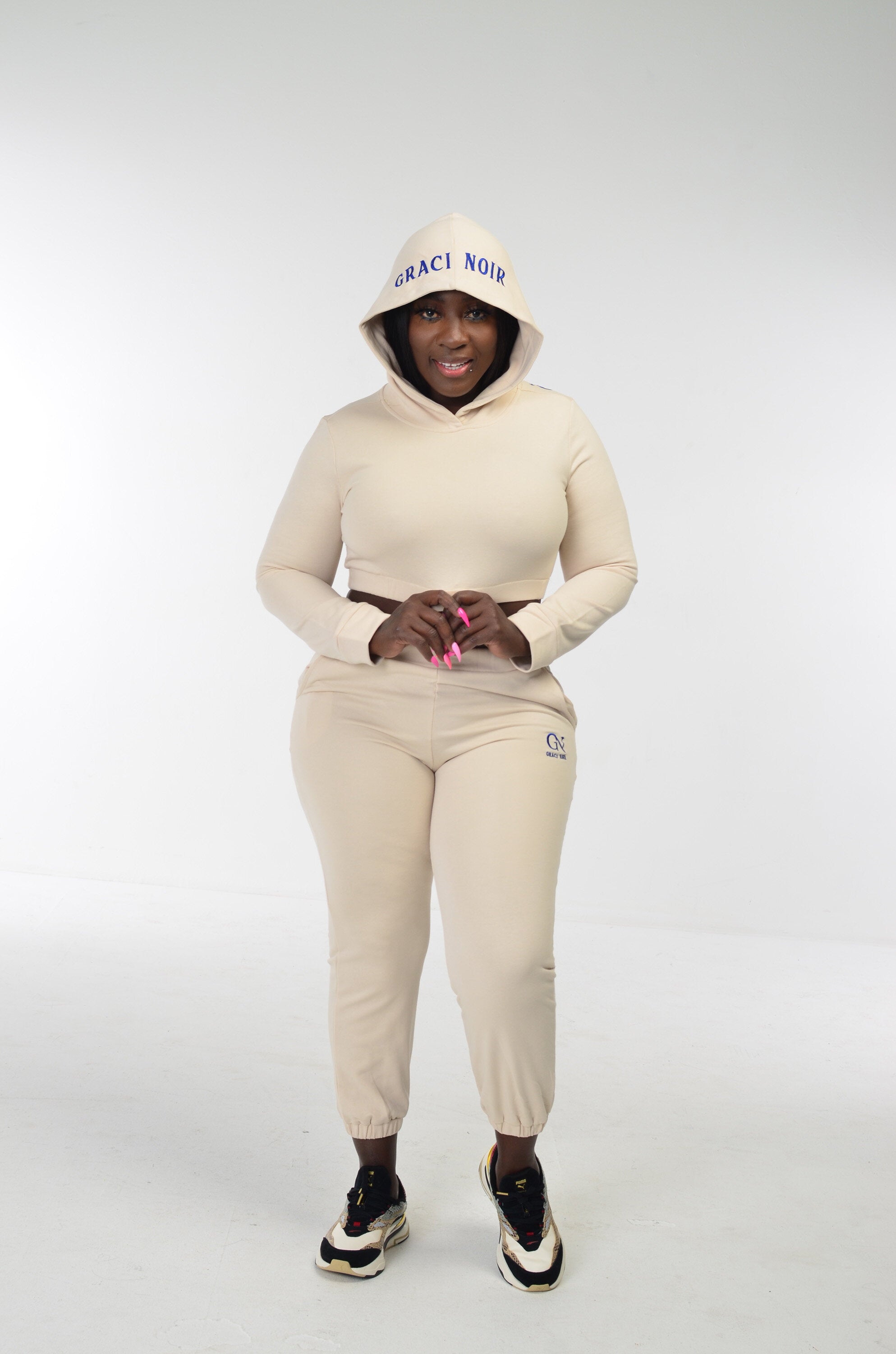 Graci Noir Signature Cropped Jogger Set