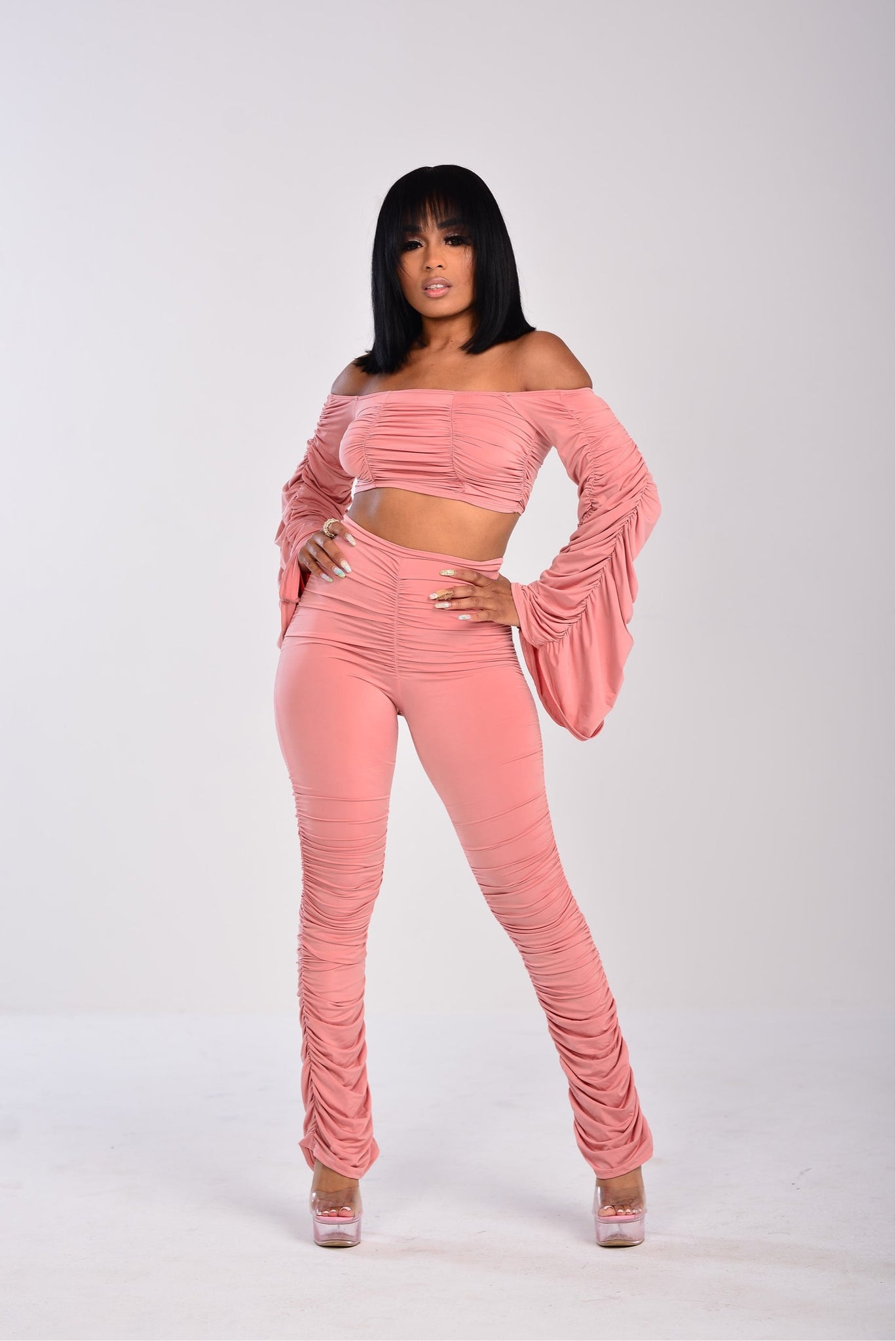 CROP RUFFLE SET