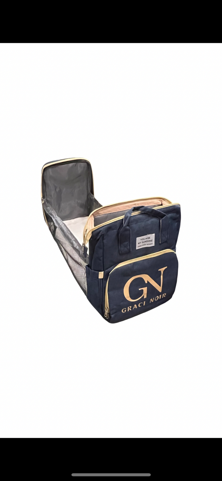 NAVY  BABY BED BAG